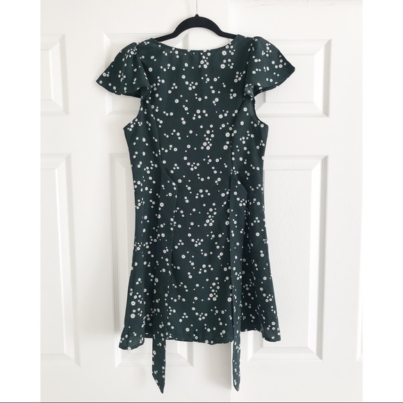 New Hunter Green Button Down Floral Mini Dress M - Picture 3 of 6